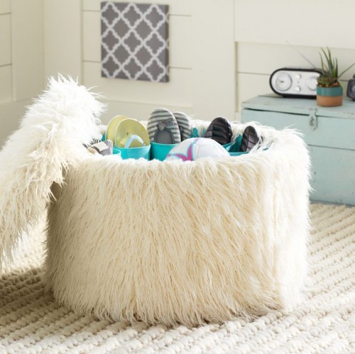 FURRY SHOE STORAGE OTTOMAN FROM PBTEEN