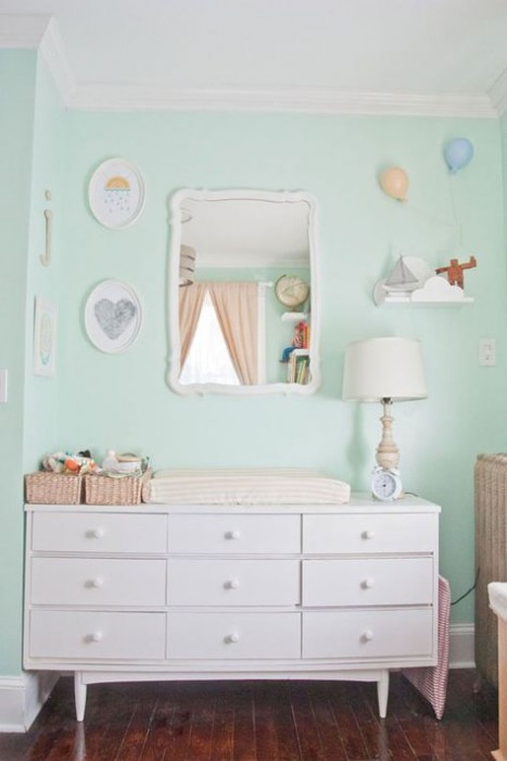 JUDES WHIMSICAL PASTEL NURSERY -VALSPAR MINT WHISPER - APARTMENT THERAPY