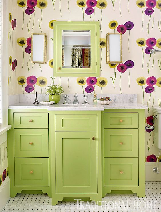 Green Vanity, Contemporary, bathroom