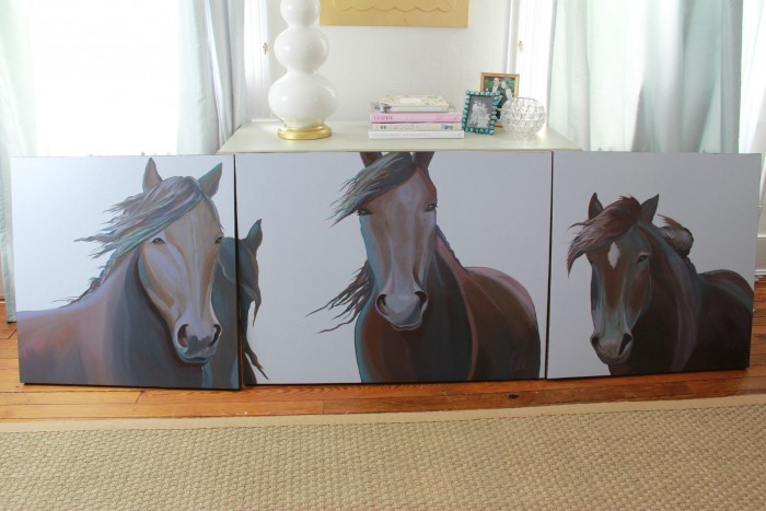 INSPIRATION 30 X 30, 30 X 40 AND 30 X 40. THIS PAINTING WAS INSPIRED BY THE WILD HORSES OF SABLE ISLAND