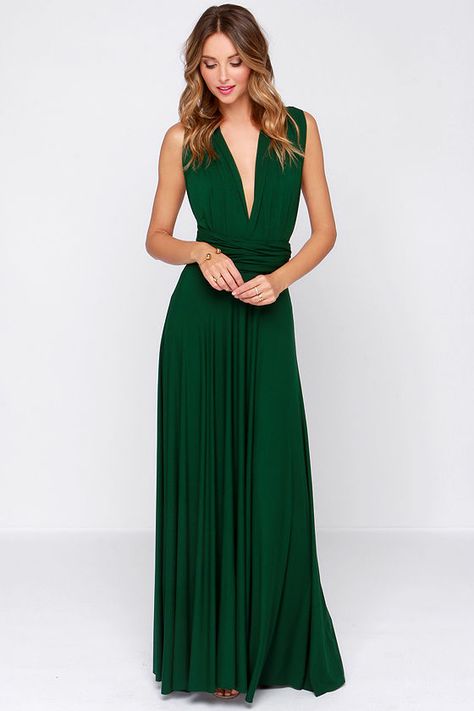 LULUS-Tricks of the Trade Forest Green Maxi Dress