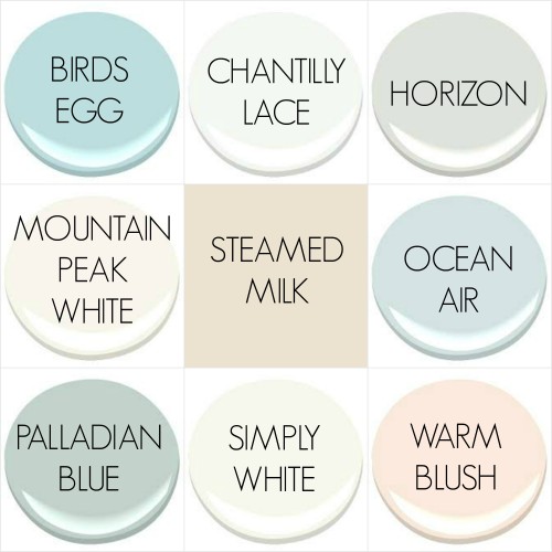 THE (WALL) PAINT COLORS OF MY OLD COUNTRY HOUSE - ALL BENJAMIN MOORE EXCEPT SHERWINN WILLIAMS STEAMED MILK
