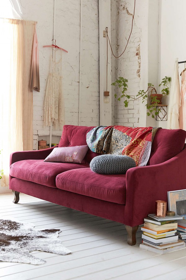 URBAN OUTFITTERS BURGUNDY SOFA