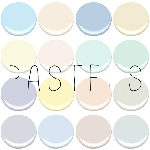 BENJAMIN MOORE: BASHFUL BLUE, BLANCHED CORAL, BLUE ICE, CAMEO WHITE, CREME BRULEE, FROSTED PETAL, ICING ON THE CAKE, LAKESHORE GREEN, LAVENDER MIST, PROVENCE CREME, SHEER PINK, SILVER SATIN, WHITE SATIN, WILD ASTER, VIOLET SPARKLE