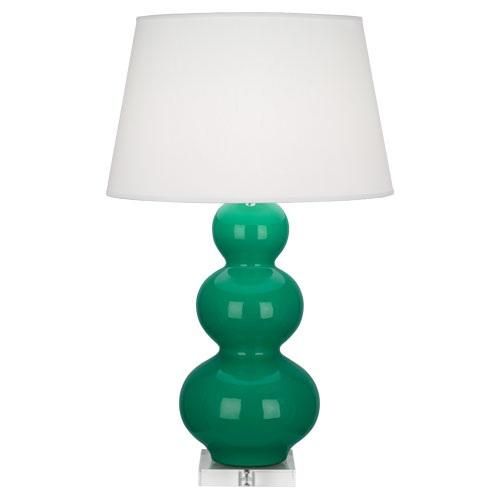 ROBERT ABBEY TRIPLE GOURD LAMP WITH LUCITE IN KELLY GREEN
