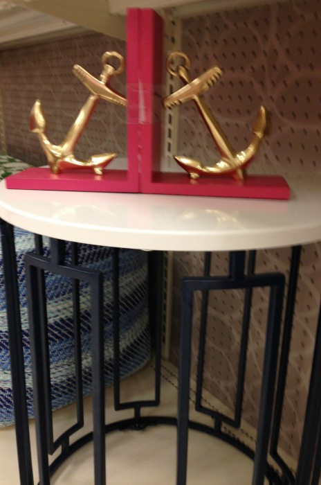 NAVY TABLE WITH WHITE TOP...PERFECT FOR ANY SPACE...WILL NOT TAKE UP TOO MUCH "EYE" SPACE!