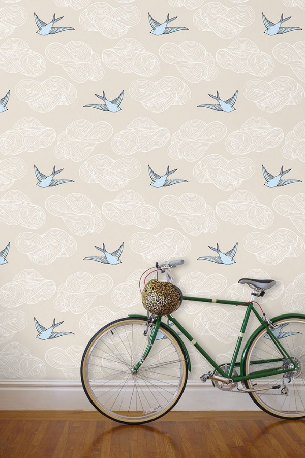 JULIA ROTHMAN DAYDREAM WALLPAPER IN CREAM (ADORE THE BABY BLUE BIRDS IN THIS ONE!) 