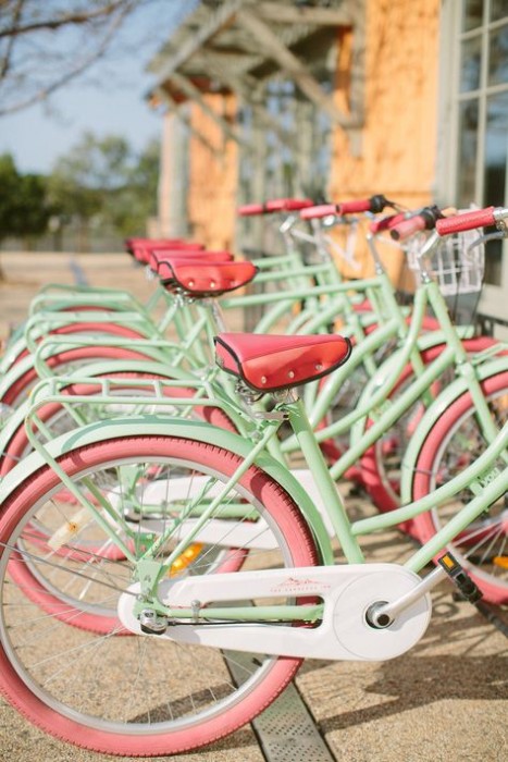 STYLE ME PRETTY - PALE MINT BICYCLES IN A ROW