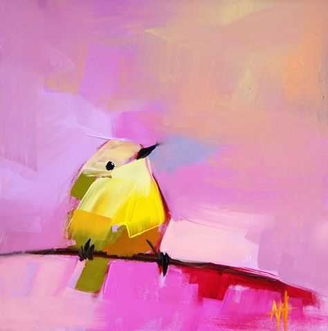I DARE YOU NOT TO SMILE AT ANGELA MOULTON'S WORK - THIS PAINTING "WARBLER NO. 28" HAS SOLD BUT VISIT HER SITE FOR SO MUCH MORE...I AM COMOLETELY SMITTEN WITH HER WORK!!!