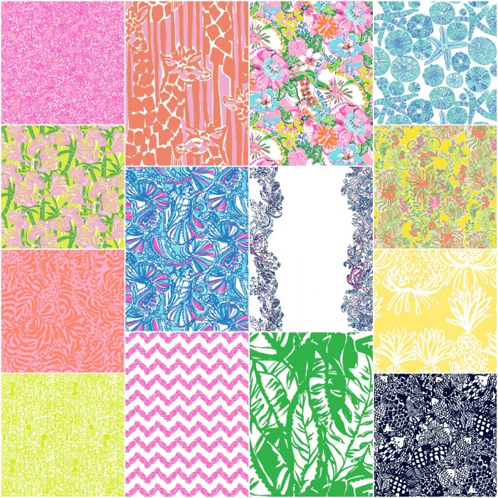 LILLY PULITZER FOR TARGET PATTERNS - GIRAFFERY, NOSIE POSEY, FAN DANCE, MY FANS, WAVEPOOL,  HAPPY PLACE, GIRAFFING ME CRAZY, BELLADONNA, BOOM BOOM, PINEAPPLE PUNCH, BOARDWALK CAFE AND UPSTREAM