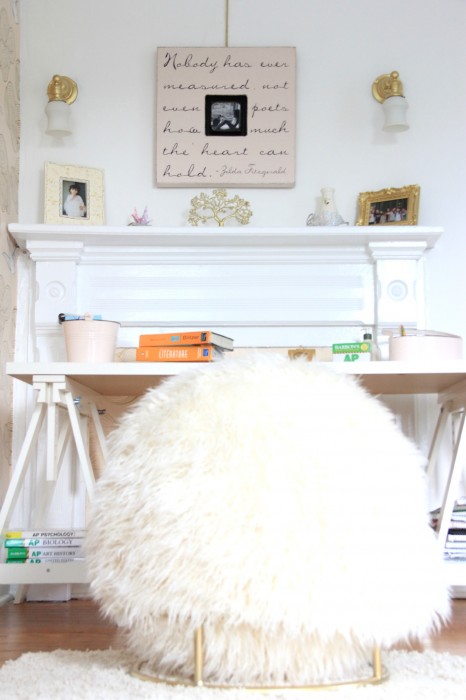PHOEBES BEDROOM - PAINTED CHANTILLY LACE AND HER IKEA DESK AND NEW PB TEEN DESK CHAIR