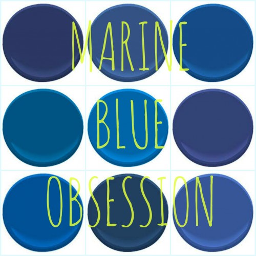 BENJAMIN MOORE "MARINE BLUES" : ADMIRAL BLUE, BRILLIANT BLUE, BLUEBERRY HILL, CALIFORNIA BLUE, DARK ROYAL BLUE, EVENING BLUE, STARRY NIGHT BLUE, SYMPHONY BLUE AND TWILIGHT BLUE