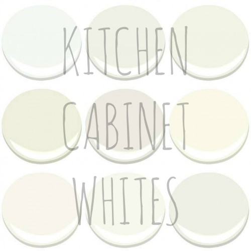BENJAMIN MOORE - KITCHEN CABINET WHITES: - CHANTILLY LACE, CLOUD NINE, CLOUD WHITE, DEEP IN THOUGHT, GLACIER WHITE, MARSCAPONE, MOUNTAIN PEAK WHITE, SIMPLY WHITE AND WHITE DOVE