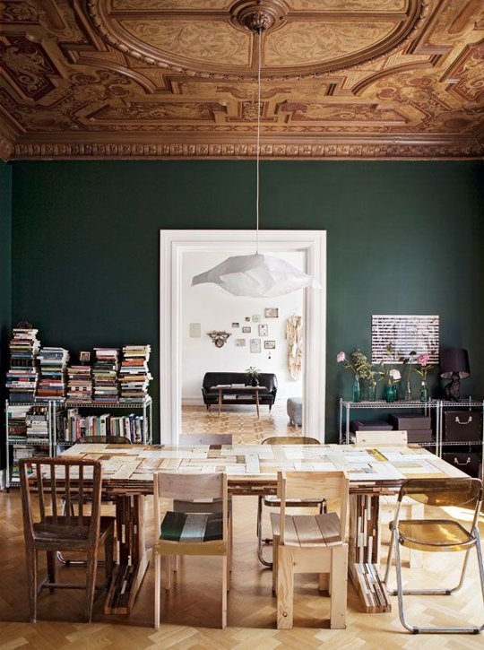 APARTMENT THERAPY - BENJAMIN MOORE LAFAYETTE GREEN DINING ROOM